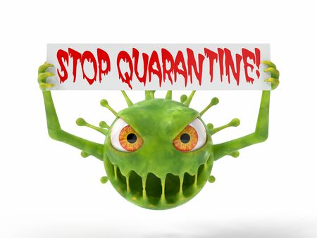 corona virus monster shows banner. suitable for covid-19, corona virus and other virus themes. 3d illustration, cartoon virus characterの写真素材