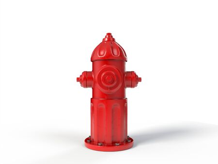 red fire hydrant, isolated on white background. 3D illustrationの写真素材
