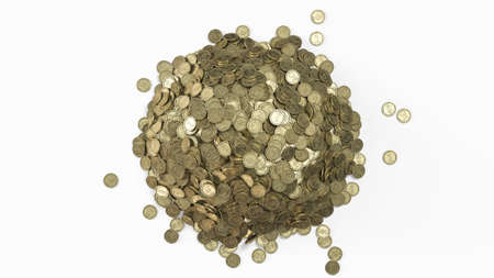 old gold coins with different currency symbols. 3D illustration, suitable for banking,economy,...
