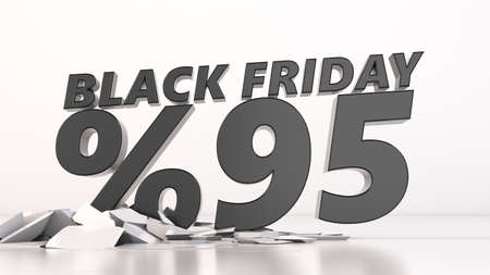 Ground breaking 90% Black friday sale. 3d illustration, suitable for discount and sale themes.