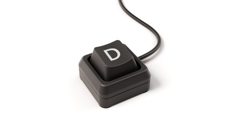 letter D button of single key computer keyboard. 3D illustration, suitable for social media, technology, and writing themesの写真素材