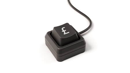 pound button of single key computer keyboard. 3D illustration, suitable for social media, technology, and writing themesの写真素材