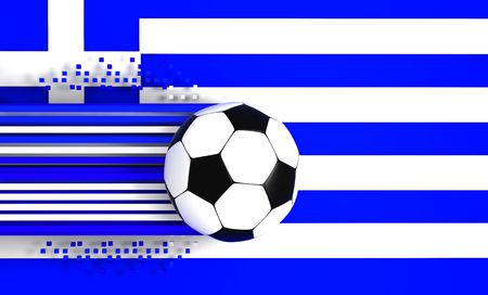 soccer ball on background of the flag greeceの写真素材