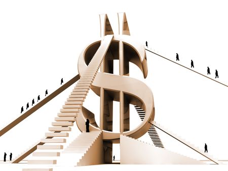 Successful progress upwards on a  ladder \rの写真素材