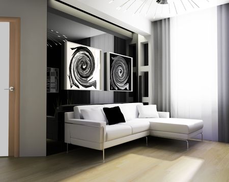 Modern drawing room exclusive design 3d image