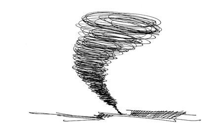 sketch of the hurricane drawn by pencil on white backgroundの写真素材