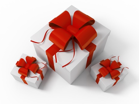 white gift boxes on a white background 3d image