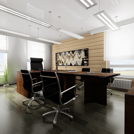 Office interior in classical style 3d renderingの写真素材
