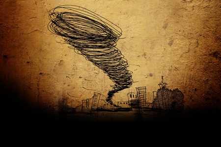 sketch of the hurricane drawn by pencil on grunge backgroundの写真素材