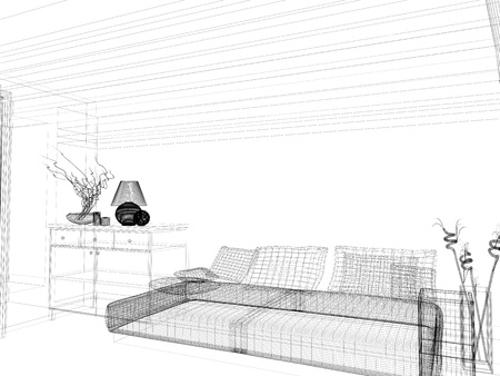 Modern interior of a room line imageの写真素材