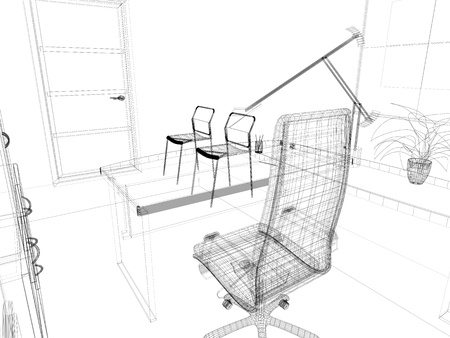 Office interior in classical style 3d renderingの写真素材