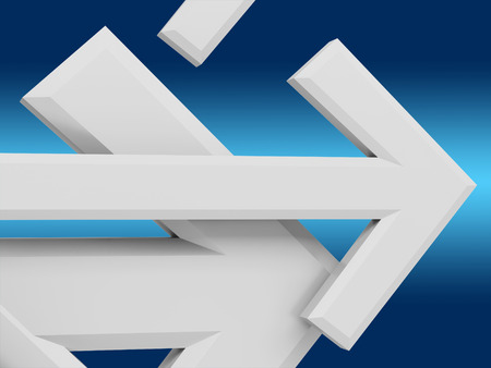Group of arrows on a blue background, 3d renderingの写真素材