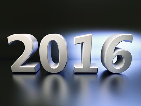 Figures 2016 on an blue background, close upの写真素材