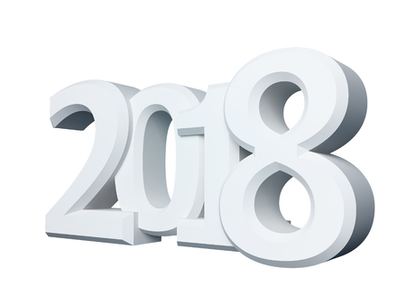 New 2018 year white 3D figuresの写真素材