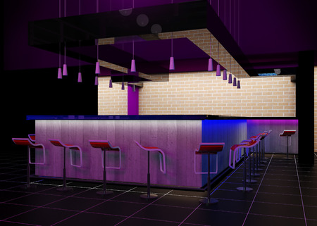 nterior of a modern bar in the nightclubの写真素材