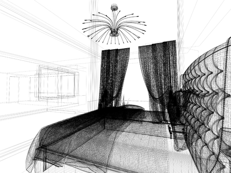 Bedroom in contemporary style, 3 d renderingの写真素材