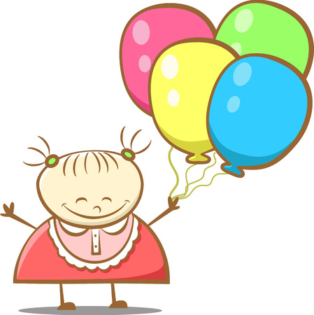 chubby girl with balloons   Vector illustration のイラスト素材