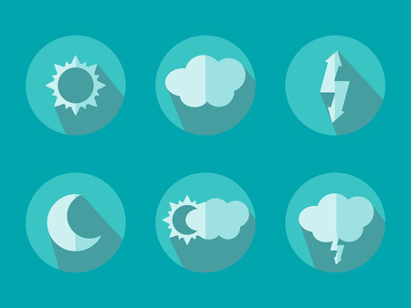 Vector illustration of flat color weather icons with long shadowのイラスト素材