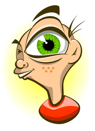 cartoon guy with a bald head and big eyesのイラスト素材