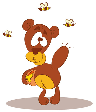 A hungry bear watching bee hive, vector illustrationのイラスト素材