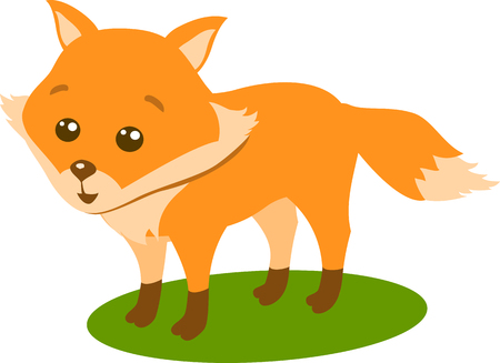 Cartoon fox, vector illustration on the white backgroundのイラスト素材
