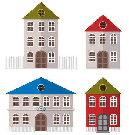 Various Multi-Colored and different sizes of Buildings. Vector illustrationのイラスト素材