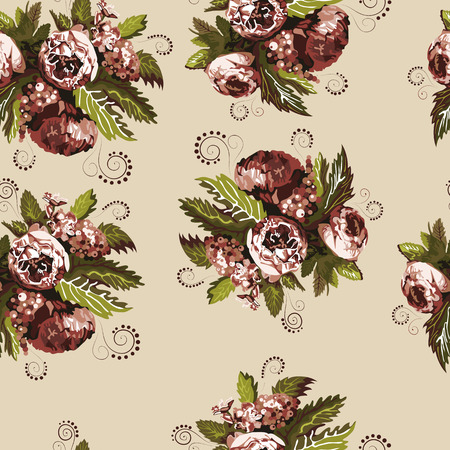 Seamless floral pattern with peoniesのイラスト素材