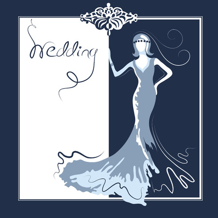 Wedding card with abstract brideのイラスト素材