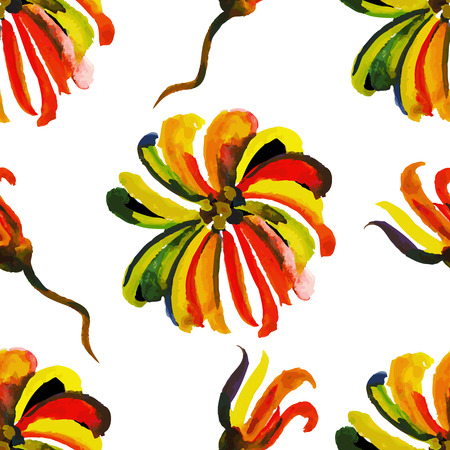 Seamless floral watercolor patternのイラスト素材