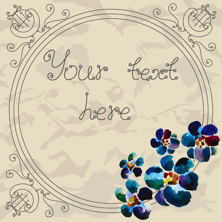 Watercolor floral frameのイラスト素材