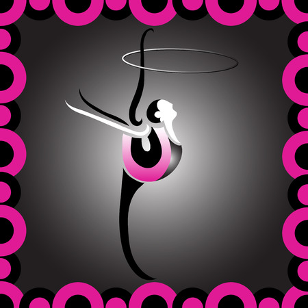 Image (illustration) of young slender girl (gymnast) doing acrobatic stuntのイラスト素材