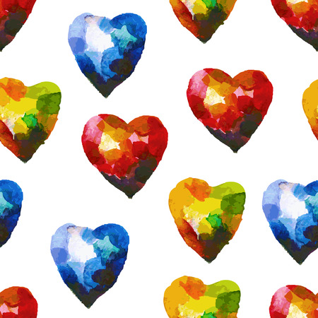 Hand-drawn seamless pattern with heartsのイラスト素材