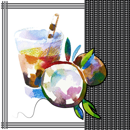 Coconut smoothie in watercolor style.のイラスト素材