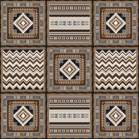 Geometrical abstract pattern from decorative ethnic ornament elements .  African, Mexican, Turkmen texture (background) for packing, textile, interior, web design.のイラスト素材