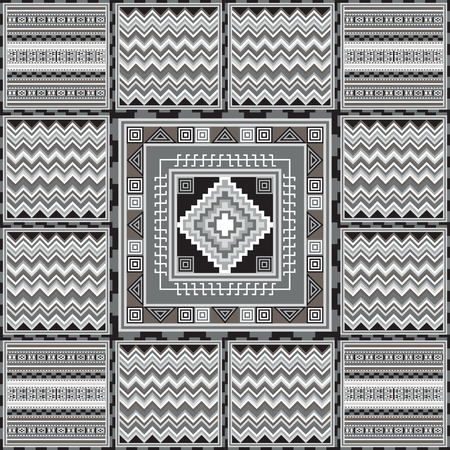 Geometrical abstract pattern from decorative ethnic ornament elements .  African, Mexican, Turkmen texture (background) for packing, textile, interior, web design.のイラスト素材