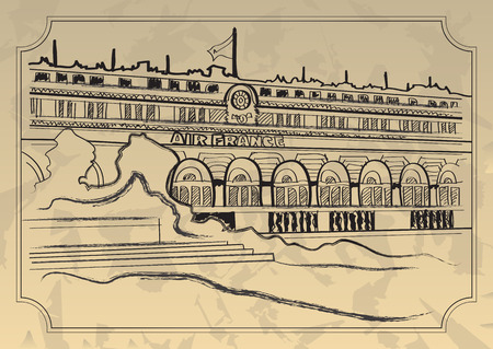 Paris, France, vintage engraved illustration.  Vector suitable for greeting cards, posters, brochures, web designのイラスト素材