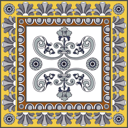 Abstract floral pattern from decorative ornament elements . Portuguese texture (background) with flowers for packing, textile, interior, web design.のイラスト素材