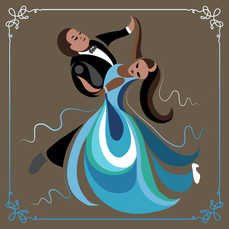 Couple (man and woman), dancing the waltz.のイラスト素材