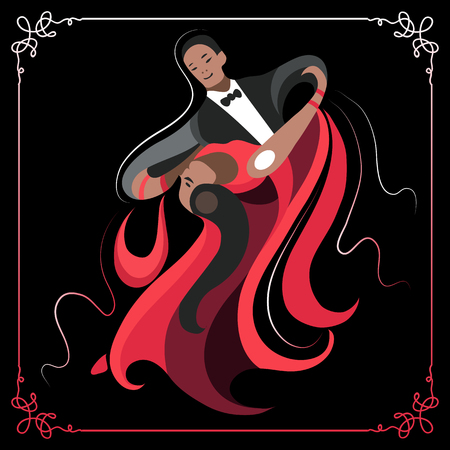 Couple (man and woman), dancing the waltz.のイラスト素材