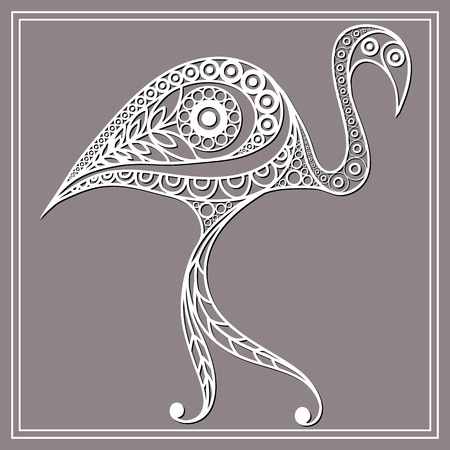Patterned flamingo in floral style.のイラスト素材