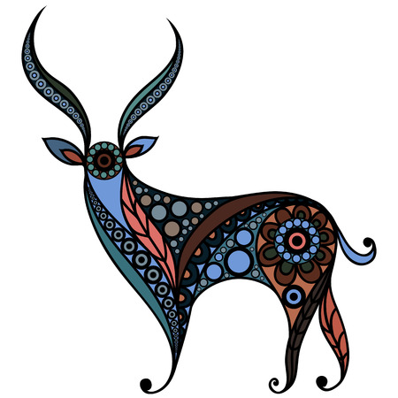 Patterned deer in floral style.のイラスト素材
