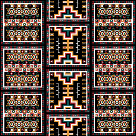 Geometrical abstract pattern from decorative ethnic ornament elements .  African, Mexican, Turkmen...