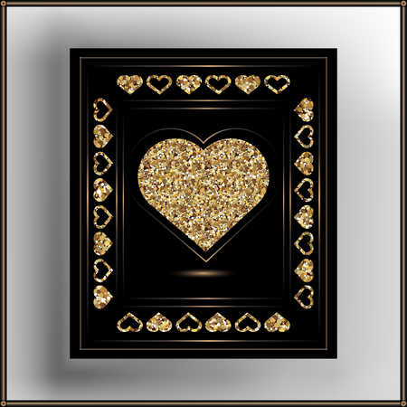 Valentine heart in frame. Suitable for invitation, flyer, sticker, poster, banner, card,label, cover, web. Vector illustration.のイラスト素材