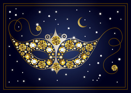 Graphic abstract decorative mask (symbol of the carnival in Venice, Rio de Janeiro). Suitable for invitation, flyer, sticker, poster, banner, card, label, cover, web. Vector illustration.のイラスト素材