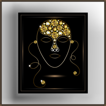 Graphic abstract decorative mask (symbol of the carnival in Venice, Rio de Janeiro). Suitable for invitation, flyer, sticker, poster, banner, card,label, cover, web. Vector illustration.のイラスト素材