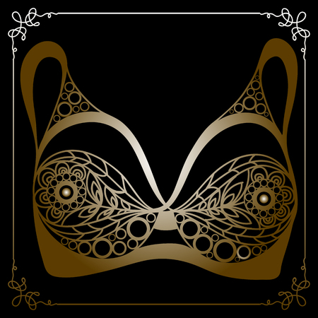 Graphic abstract decorative underwear (lingerie)-bra. Suitable for invitation, flyer, sticker, poster, banner, card,label, cover, web. Vector illustration.のイラスト素材