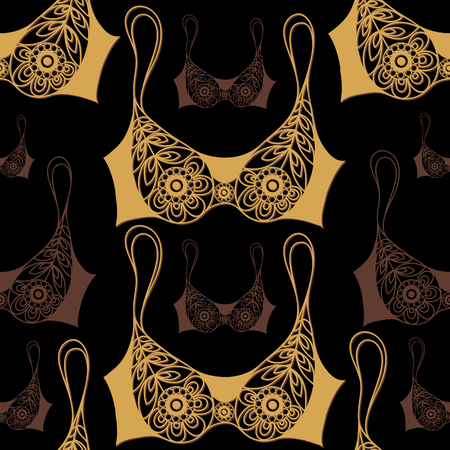 Seamless abstract background with underwear (lingerie)-bra. Texture (pattern) for textile, wallpapers, print, wrapping, scrapbooking, book cover, cloth design. Vector illustration.のイラスト素材