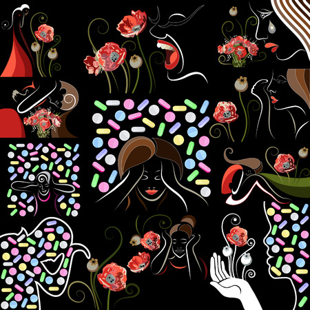 The concept of drug (opiate) problemsのイラスト素材