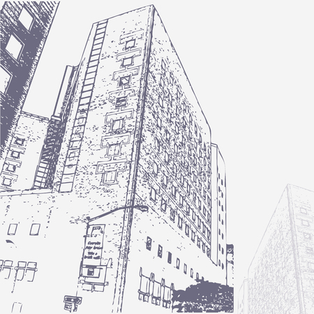 Sketch of New York city. Suitable for invitation, flyer, sticker, poster, banner, card, label, cover, web. Vector illustration.のイラスト素材