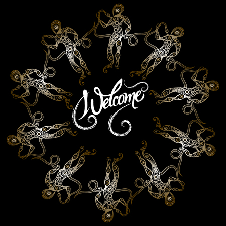 Graphic illustration with frame with the sign of Ophiuchus. Suitable for invitation, flyer, sticker, poster, banner, card, label, cover, web. Vector illustration.のイラスト素材